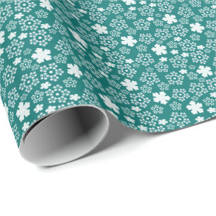 Teal Star och Snowflake Winter Mönster Presentpapper