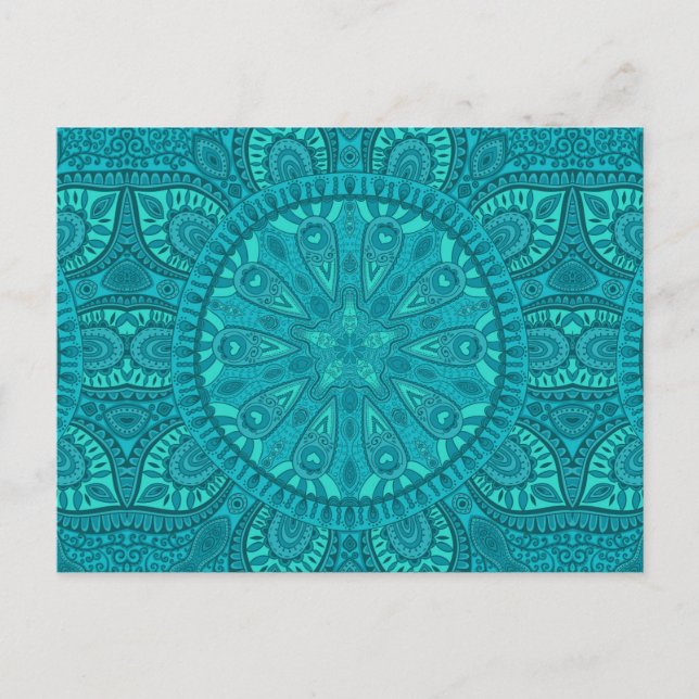 Teal Starburst Design Vykort (Framsida)