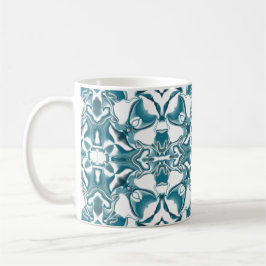 Teal Starburst Kaleidoscope Mönster Kaffemugg