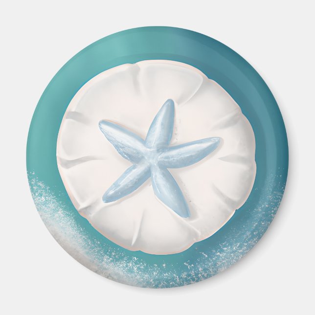 Teal Starfish and Sand Dollar Beachy Magnet (Framsidan)