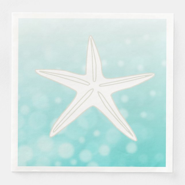 Teal Starfish Beach ThLED Bröllop Napkins Pappersservett (Framsida)