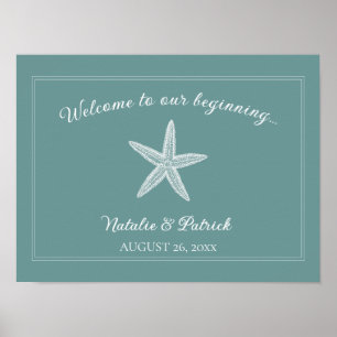 Teal Starfish Bröllop Välkommen Poster