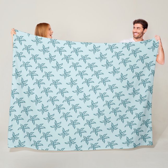 Teal Starfish Fleece Blanket (På plats)