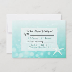 Teal Starfish Oceanic Bröllop OSA Card Kort