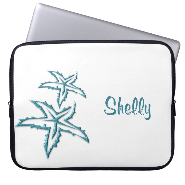 Teal Starfish Personlig Laptop Fodral (Framsidan)