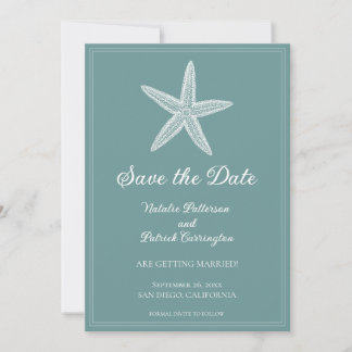 Teal Starfish Save Date Inbjudan