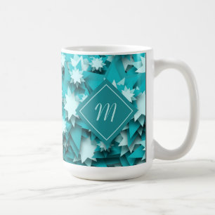 Teal Stars Monogrammed Kaffemugg