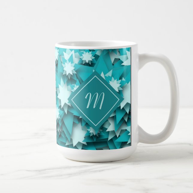 Teal Stars Monogrammed Kaffemugg (Höger)