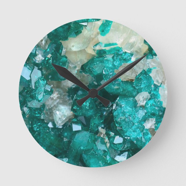 Teal Sten Candy Quartz Rund Klocka (Framsida)