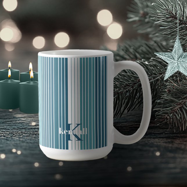 Teal Streck jul Mönster#28 ID1009 Kaffemugg (Skapare uppladdad)