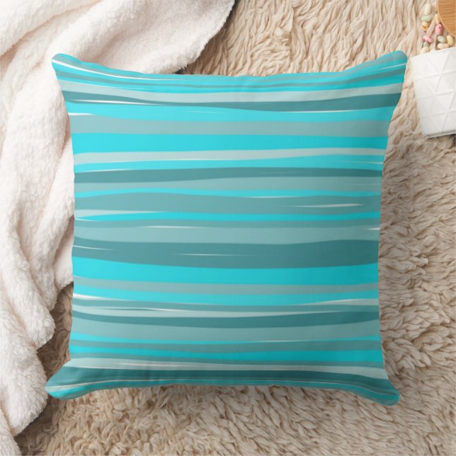 Teal Stripes  Kudde (Filt)