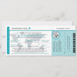 Teal Studenten World Traveler Boarding Pass Inbjudningar