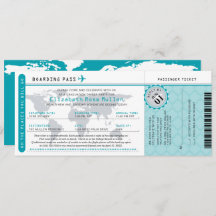 Teal Studenten World Traveler Boarding Pass