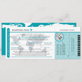 Teal Studenten World Traveler Boarding Pass Inbjudningar