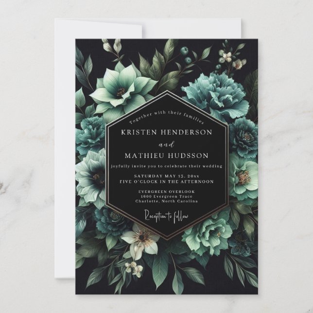 Teal Succulent Bloom Wedding Inbjudningar (Framsida)