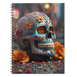 Teal Sugar Skull Anteckningsbok