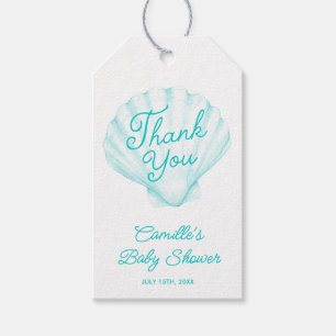 Teal Summer Beach Baby Shower Tack Presentetikett