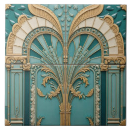 Teal Sunburst Arch Kakelplatta