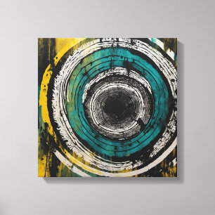 Teal sunset forest Watercolor wall art art Canvastryck