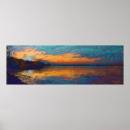 Teal Sunset Poster