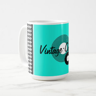 Teal, svart och vit 1950-tal kaffemugg