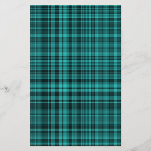 Teal svart rutmönster  brevpapper (Framsida)
