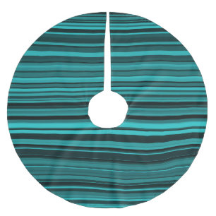 Teal Svarta Ränder Julgransmatta Borstad Polyester