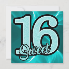 Teal Sweet 16 Birthday Inbjudningar