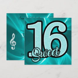 Teal Sweet 16 Birthday Inbjudningar