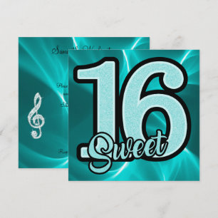 Teal Sweet 16 Birthday Inbjudningar