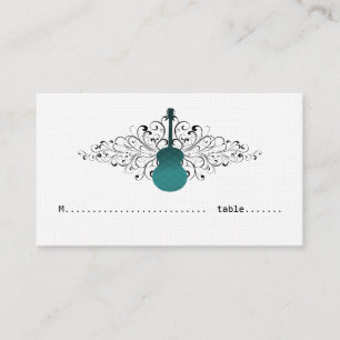 Teal Swirls Guitar Place Card Placeringskort