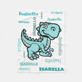 Teal T Rex Dinosaur Fleece Blanket