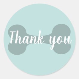 Teal Tack Hund Bone Sticker Runt Klistermärke