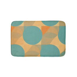 Teal, Tan, and Orange in Retro Look Pattern Badrumsmatta