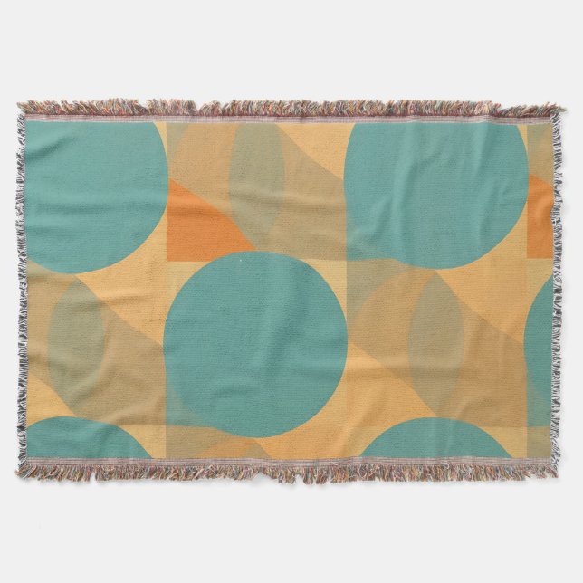 Teal, Tan, and Orange in Retro Look Pattern Filt (Framsidan)