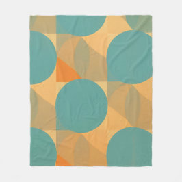 Teal, Tan, and Orange in Retro Look Pattern Fleecefilt