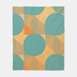 Teal, Tan, and Orange in Retro Look Pattern Fleecefilt