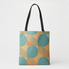 Teal, Tan, and Orange in Retro Look Pattern Tygkasse