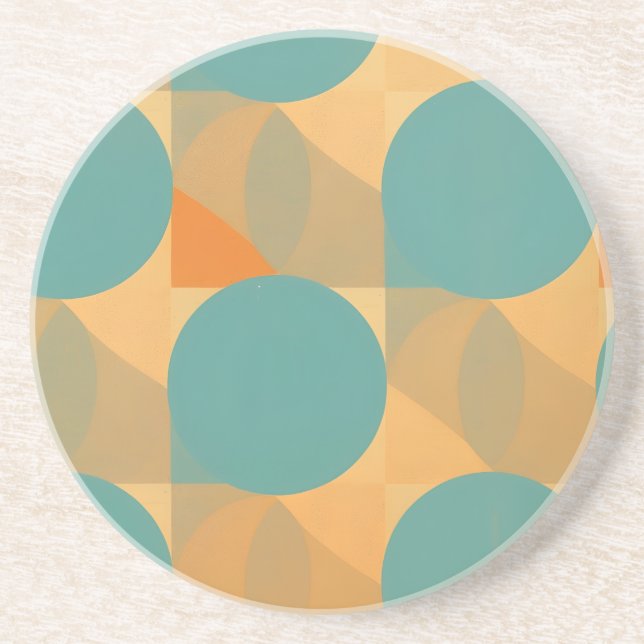 Teal, Tan, and Orange in Retro Look Pattern Underlägg (Framsidan)