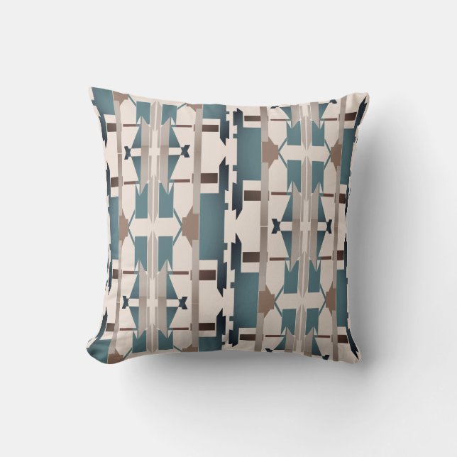 Teal Tan Brown Beige Southwest look Large Mosaics Kudde (Framsida)