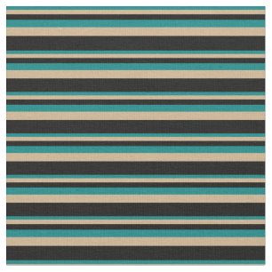 Teal, Tan och Black Stripe Mönster Tyg
