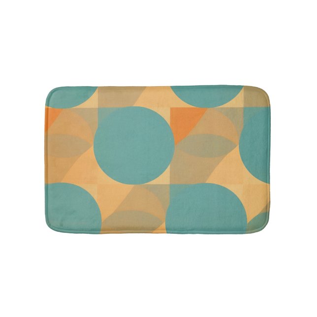 Teal, Tan och Orange i Retro Look-mönster Badrumsmatta (Framsidan)