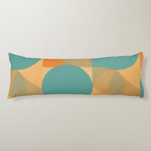 Teal, Tan och Orange i Retro Look-mönster Kroppskudde