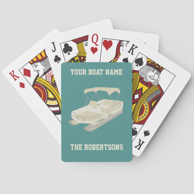 Teal & Tan Pontoon Boat Personlig Cards Casinokort (Baksidan)