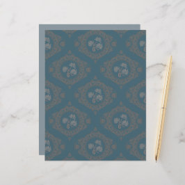 Teal Tapestry Rococo Mandala Ogee Damask Scrapbook