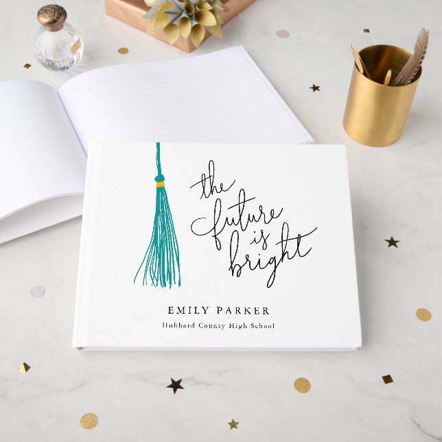 Teal Tassel, framtiden är Bright Studenten Gästböcker (Framsida Öppen)