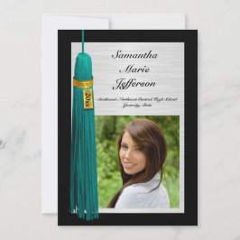 Teal Tassel med Photo Studentfest Inbjudningar