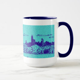 Teal Tecknad Stil Chicago Mugg