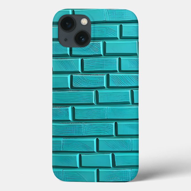 Teal tegelvägg iPhone-fodral coolt design (Baksida)
