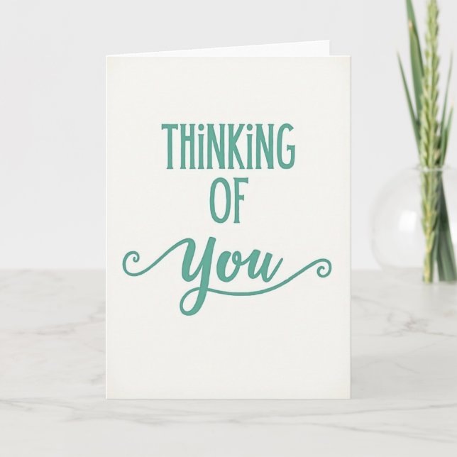 Teal Thinking Of You Card Kort (Framsida)